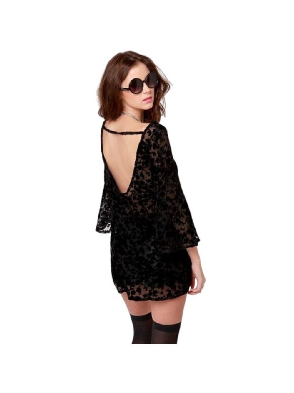 Gypsy Junkies Black Velvet Bell Sleeve Tunic S/M | Boho Whimsigoth Dark Coquette - Picture 12 of 16